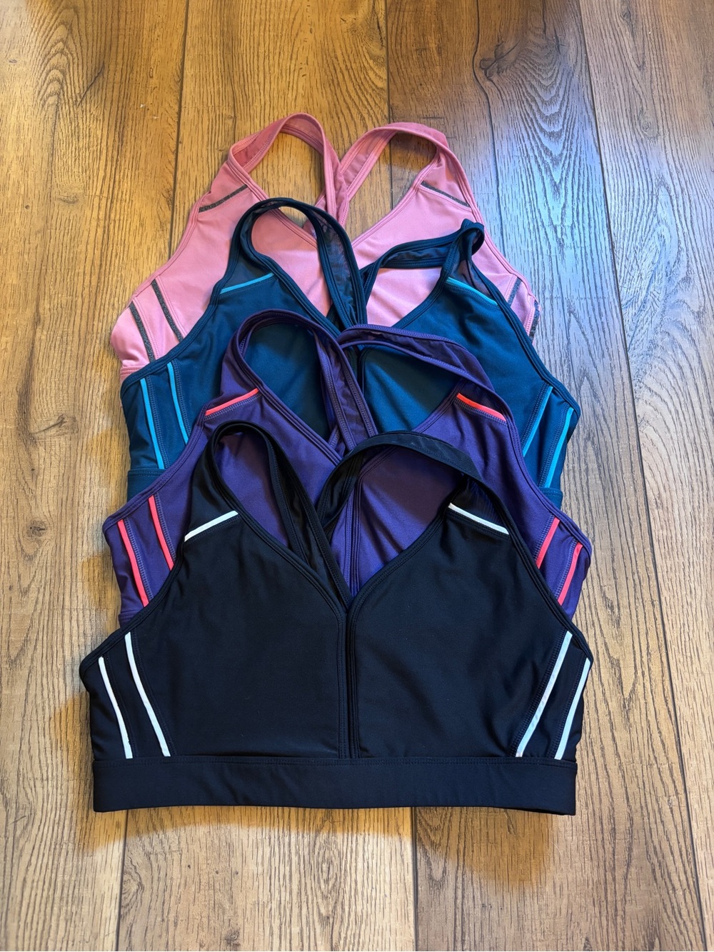 Avia 4-Pack Medium-Impact Sports Bras - Black, Purple, Teal, Pink